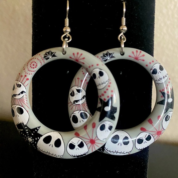 Disney Jewelry - Jack Skellington hoop earrings
